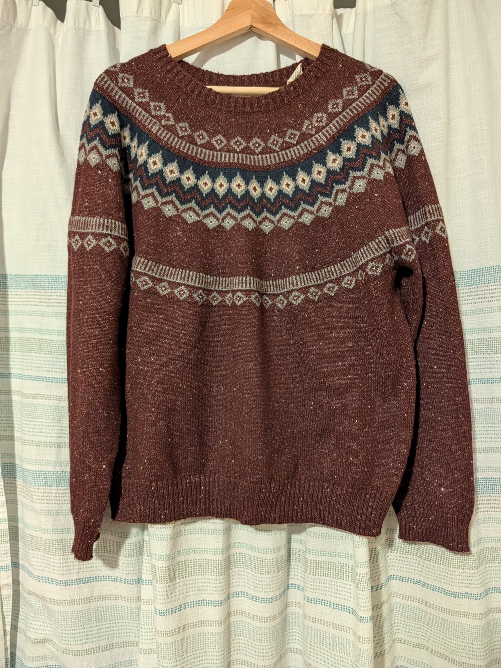 Weatherproof Maroon Fair Isle Crewneck Sweater XL
